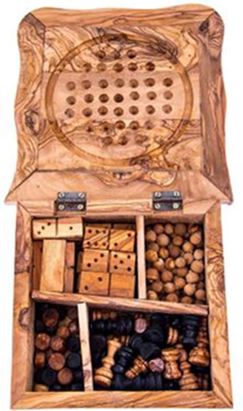 Olijfolie & Honing Schaakbord Olijfhout Set Domino-dammen 22x22x7 6 Olijfolie & Honing Schaakbord Olijfhout Set Domino-dammen 22x22x7 - Afbeelding 6