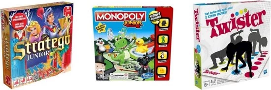 Hasbro Spellenbundel - 3 Stuks - Stratego Junior & Monopoly Junior & Twister 1 Hasbro Spellenbundel - 3 Stuks - Stratego Junior & Monopoly Junior & Twister
