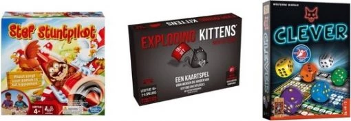 999 Games Spellenbundel - 3 Stuks - Exploding Kittens NSFW (18+) & Clever & Stef Stuntpiloot -bordspellen Winkel 550x191 1