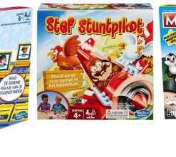 Hasbro Spellenbundel - 3 Stuks - Wie Is Het & Monopoly Junior & Stef Stuntpiloot
