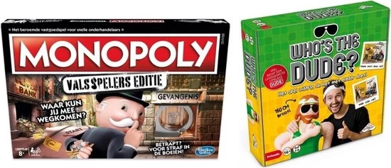 Merkloos Spellenbundel - 2 Stuks - Monopoly Valsspelerseditie & Who's The Dude 1 Merkloos Spellenbundel - 2 Stuks - Monopoly Valsspelerseditie & Who's The Dude
