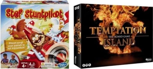 Merkloos Spellenbundel - 2 Stuks - Stef Stuntpiloot & Temptation Island -bordspellen Winkel 550x250 3