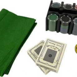 Merkloos Pokerset 200 Pokerchips - Inclusief Kaarten, Pokermat En Dealer, Big Blind En Small Blind
