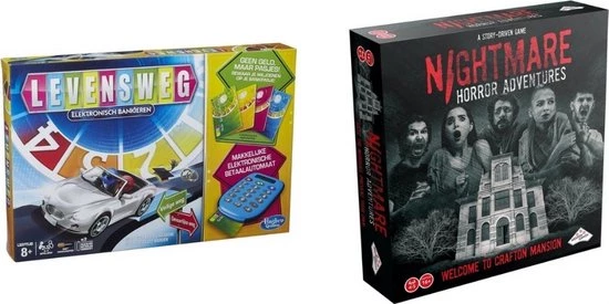 Merkloos Spellenbundel - 2 Stuks - Levensweg Elektronisch Bankieren & Nightmare Horror Adventures 1 Merkloos Spellenbundel - 2 Stuks - Levensweg Elektronisch Bankieren & Nightmare Horror Adventures