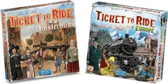 Days Of Wonder Spellenbundel - Ticket To Ride - 2 Stuks- Europa (Basisspel) & Uitbreiding Amsterdam 1 Days Of Wonder Spellenbundel - Ticket To Ride - 2 Stuks- Europa (Basisspel) & Uitbreiding Amsterdam