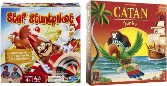 Merkloos Spellenbundel - 2 Stuks - Stef Stuntpiloot & Catan Junior 1 Merkloos Spellenbundel - 2 Stuks - Stef Stuntpiloot & Catan Junior