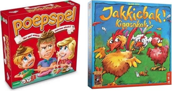 999 Games Spellenbundel - 2 Stuks - Het Poepspel & Jakkiebak! Kippenkak! 1 999 Games Spellenbundel - 2 Stuks - Het Poepspel & Jakkiebak! Kippenkak!