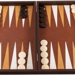 Manopoulos Knitted Leather In Brown Colour Backgammon - 48 X 30 Cm Top Kwaliteit Klasse En Geweldig