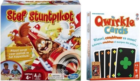 Merkloos Spellenbundel - 2 Stuks - Stef Stuntpiloot & Qwirkle Cards 1 Merkloos Spellenbundel - 2 Stuks - Stef Stuntpiloot & Qwirkle Cards