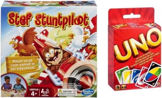 Merkloos Spellenbundel - 2 Stuks - Stef Stuntpiloot & UNO Kaartspel 1 Merkloos Spellenbundel - 2 Stuks - Stef Stuntpiloot & UNO Kaartspel