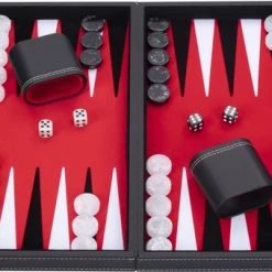 Longfield Backgammon 15"inch Zwart Rood En Wit Ingelegd Vilt -bordspellen Winkel 550x339 2