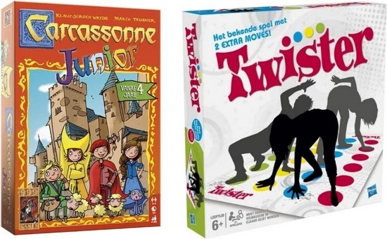Spellenbundel - 2 Stuks - Carcassonne Junior & Hasbro Twister 1 Spellenbundel - 2 Stuks - Carcassonne Junior & Hasbro Twister