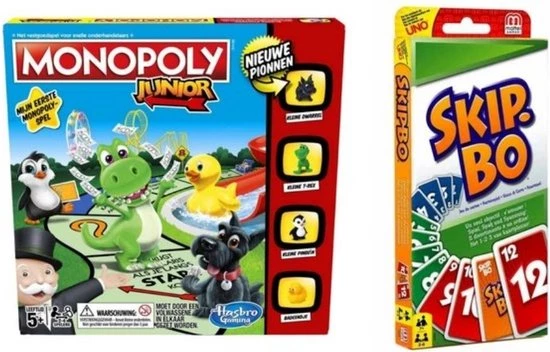 Hasbro Spellenbundel - 2 Stuks - Monopoly Junior & Skip-Bo 1 Hasbro Spellenbundel - 2 Stuks - Monopoly Junior & Skip-Bo