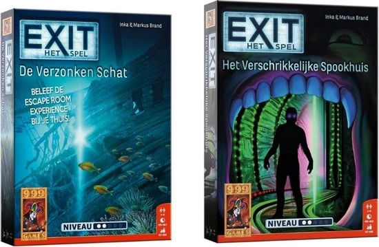 999 Games Spellenbundel - 2 Stuks - Exit - De Verzonken Schat & Het Verschrikkelijke Spookhuis 1 999 Games Spellenbundel - 2 Stuks - Exit - De Verzonken Schat & Het Verschrikkelijke Spookhuis