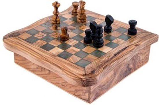 Olijfolie & Honing Schaakbord Olijfhout Set Domino-dammen 22x22x7 4 Olijfolie & Honing Schaakbord Olijfhout Set Domino-dammen 22x22x7 - Afbeelding 4