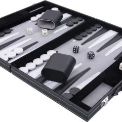 Longfield Backgammon 11 Inch Grijs/ Zwart/ Wit Gestikt -bordspellen Winkel 550x364 3