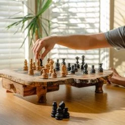 Olijfolie & Honing Schaakbord Met Laden, Met Schaakstukken, Rustiek -bordspellen Winkel 550x366 53