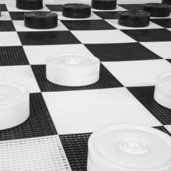 New XXXL Giga Damspel (Checkers, 8x8 Vakken) Met Kunststof Vloer, 304x304 Cm -bordspellen Winkel 550x366 67