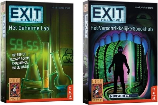 999 Games Spellenbundel - 2 Stuks - Exit - Het Geheime Lab & Het Verschrikkelijke Spookhuis 1 999 Games Spellenbundel - 2 Stuks - Exit - Het Geheime Lab & Het Verschrikkelijke Spookhuis