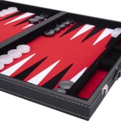 Longfield Backgammon 15"inch Zwart Rood En Wit Ingelegd Vilt -bordspellen Winkel 550x384 1