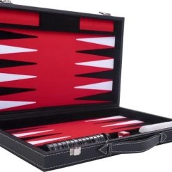 Longfield Backgammon 15"inch Zwart Rood En Wit Ingelegd Vilt -bordspellen Winkel 550x428 3