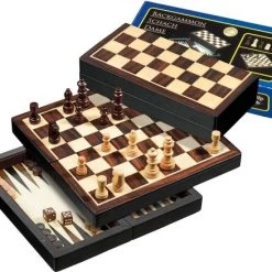 Philos Reis Schaak/Dam/Backgammon Kassette Veld 22 Mm, Koningshoogte 42 Mm Magnetisch