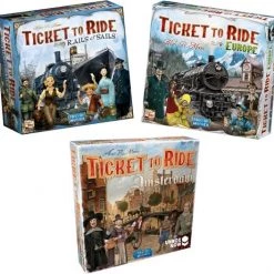 Days Of Wonder Spellenbundel - Ticket To Ride - 3 Stuks - Basisspellen Rails And Sails En Europa & Uitbreiding Amsterdam