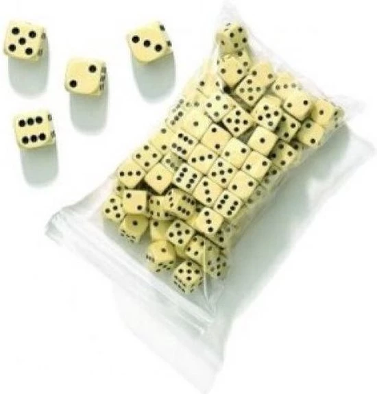 HOT Games Dobbelsteen D6 16 Mm.créme-wit Per 100 1 HOT Games Dobbelsteen D6 16 Mm.créme-wit Per 100