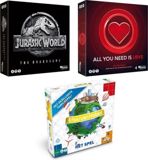 Merkloos Spellenbundel - 3 Stuks - Jurassic World The Boardgame & All You Need Is Love Bordspel & Ik Hou Van Holland Bordspel -bordspellen Winkel 550x596 3