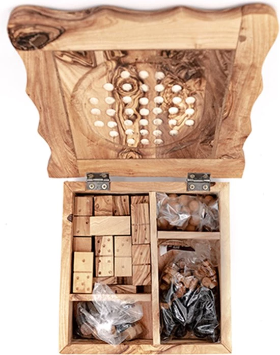 Olijfolie & Honing Schaakbord Olijfhout Set Domino-dammen 22x22x7 9 Olijfolie & Honing Schaakbord Olijfhout Set Domino-dammen 22x22x7 - Afbeelding 9