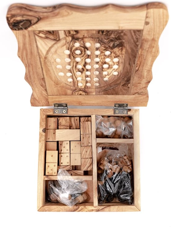 Olijfolie & Honing Schaakbord Olijfhout Set Domino-dammen 22x22x7 3 Olijfolie & Honing Schaakbord Olijfhout Set Domino-dammen 22x22x7 - Afbeelding 3