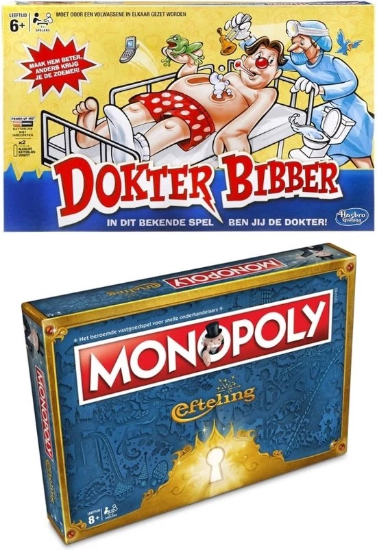 Hasbro Spellenbundel - 2 Stuks - Dokter Bibber & Monopoly Efteling 1 Hasbro Spellenbundel - 2 Stuks - Dokter Bibber & Monopoly Efteling