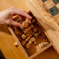 Olijfolie & Honing Schaakbord Met Laden, Met Schaakstukken, Rustiek -bordspellen Winkel 550x823 6